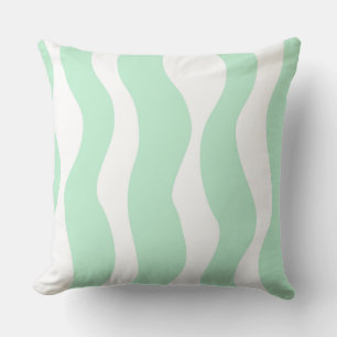 Coussin Motif Abstrait Ondulé Vert Menthe