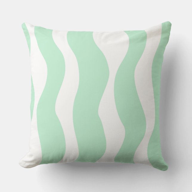 Coussin Motif Abstrait Ondulé Vert Menthe (Recto)
