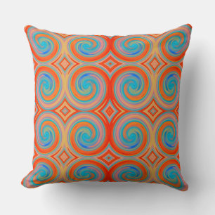 Coussin Motif Abstrait Orange Blue