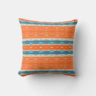 Coussin Motif Abstrait orange et bleu