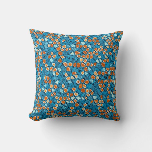 Coussin Motif Abstrait orange et bleu (Recto)