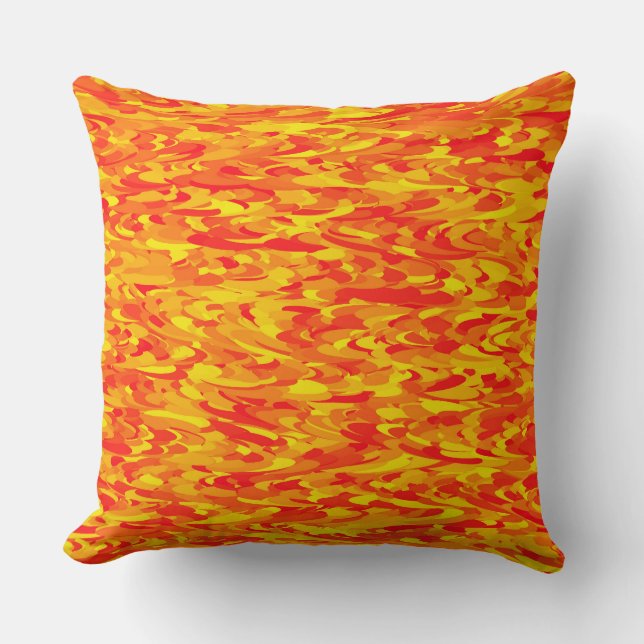 Coussin Motif Abstrait orange rouge jaune (Recto)
