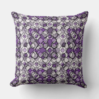 Coussin Motif Abstrait pourpre, gris et cercle noir