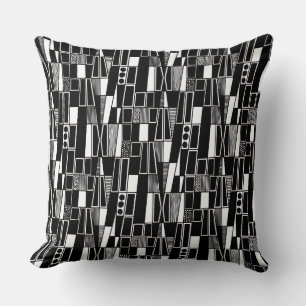 Coussin Motif Abstrait rétro 300521 - Noir sur blanc