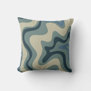 Coussin Motif Abstrait rétro en gris bleu