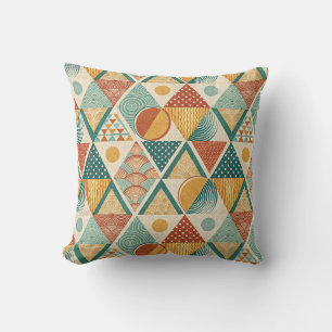 Coussin Motif abstrait rétro géométrique de cercle et de t