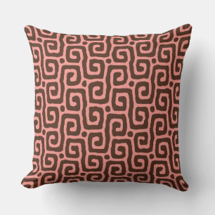 Coussin motif abstrait rose et marron