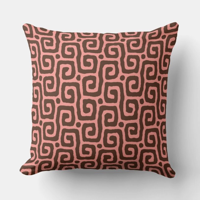 Coussin motif abstrait rose et marron (Recto)