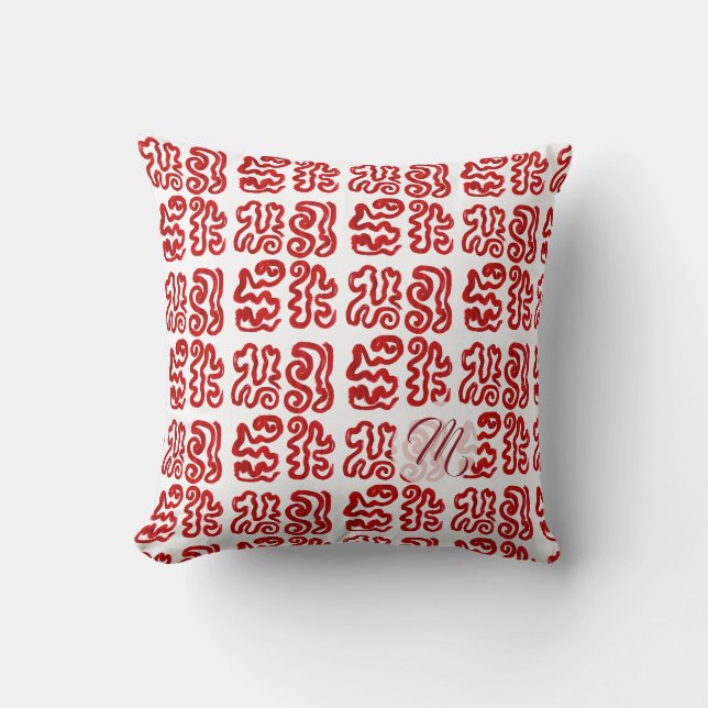 Coussin Motif Abstrait Rouge Décoration Tropicale (Recto)