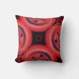 Coussin motif abstrait rouge vif et noir
