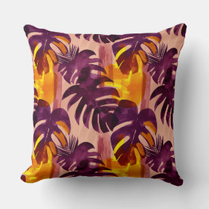 Coussin Motif abstrait simple avec feuilles de monstera, f