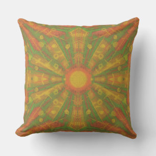 Coussin motif abstrait "Sunshine" en orange et jaune