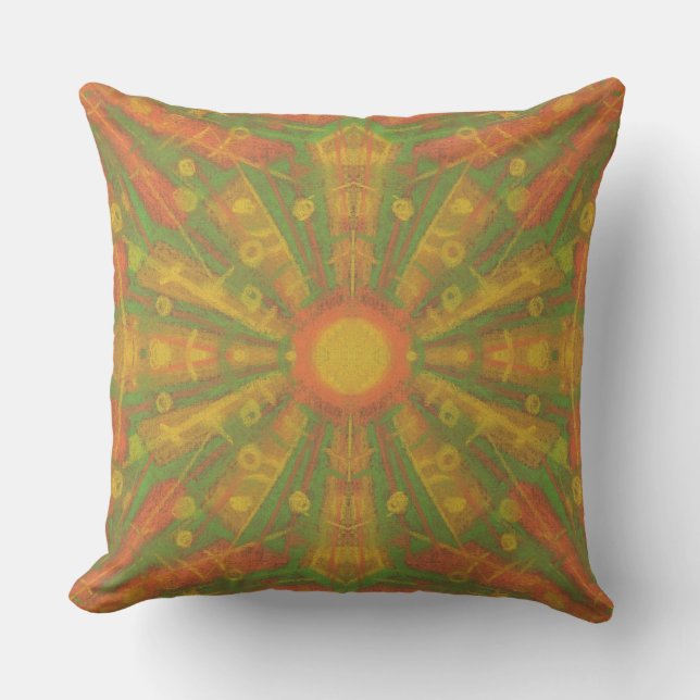Coussin motif abstrait "Sunshine" en orange et jaune (Recto)