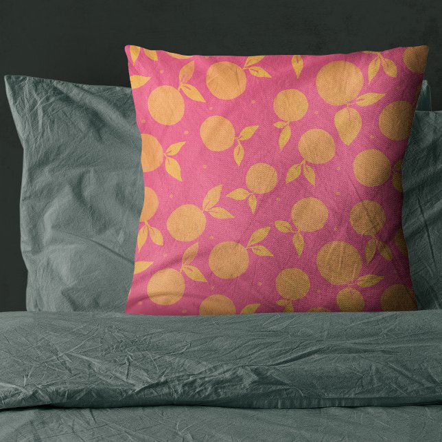 Coussin motif Abstrait tangerine rose et jaune (Créateur téléchargé)