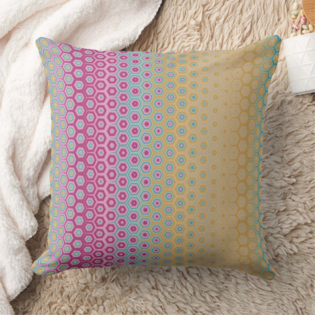 Coussin Motif Abstrait Tropical Rose Jaune Turquoise (Couverture)
