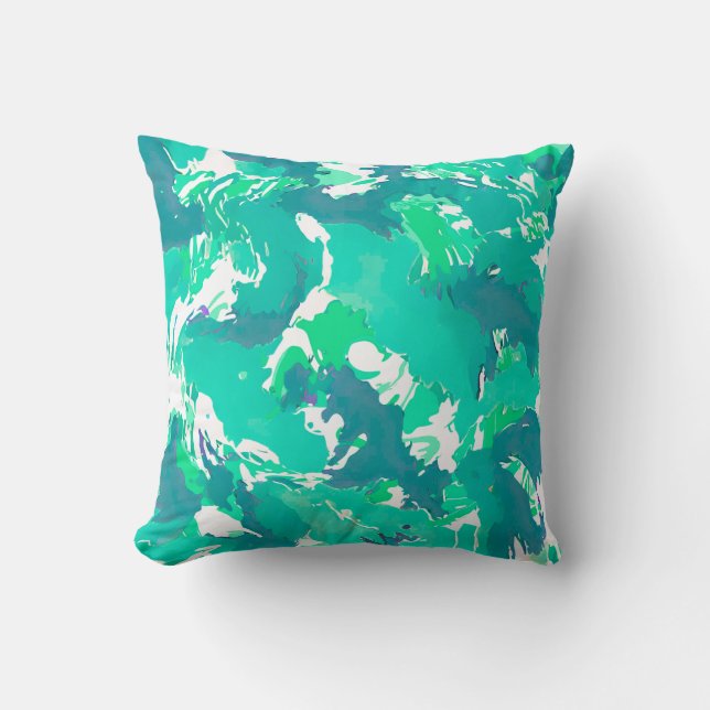 Coussin Motif abstrait Turquoise et blanc (Recto)