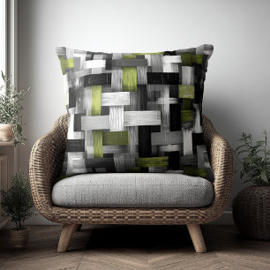 Coussin Motif abstrait vert et blanc