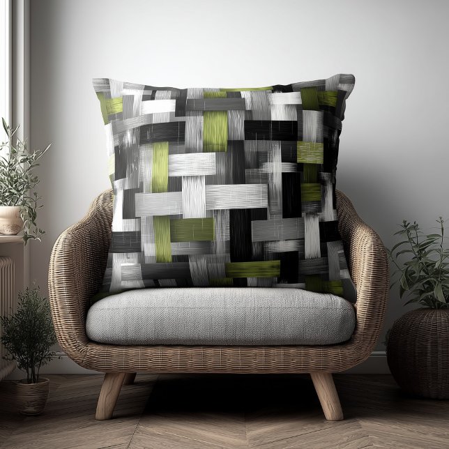 Coussin Motif abstrait vert et blanc (Créateur téléchargé)
