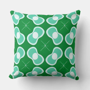 Coussin Motif Abstrait Vert et Turquoise