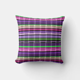 Coussin Motif Abstrait (violet, citron vert, rose)