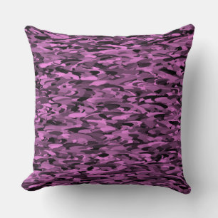 Coussin Motif Abstrait Violet Noir