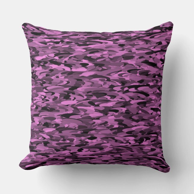 Coussin Motif Abstrait Violet Noir (Recto)