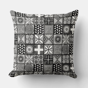 Coussin Motif Adire - noir et blanc