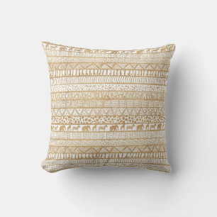 Coussin Motif africain de la tribu Gold White
