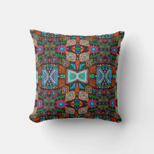 Coussin Motif américain. Impression Ikat transparente. des