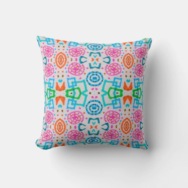 Coussin Motif américain. Impression Ikat transparente. Mod (Recto)