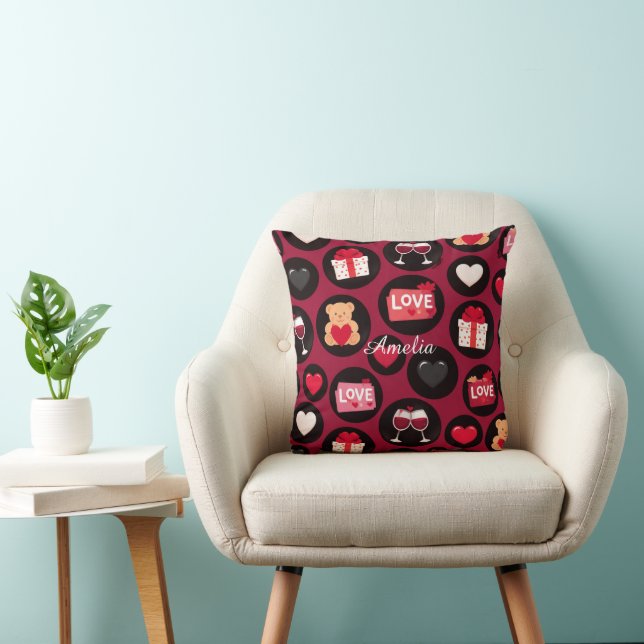 Coussin Motif Amour Marron (Chaise)