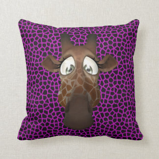 Coussin Motif animal pourpre de fourrure de visage drôle