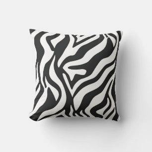 Coussin Motif animalier sauvage à rayures zèbre noir blanc
