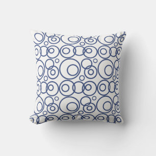 Coussin Motif Anneaux Bleus et Blancs