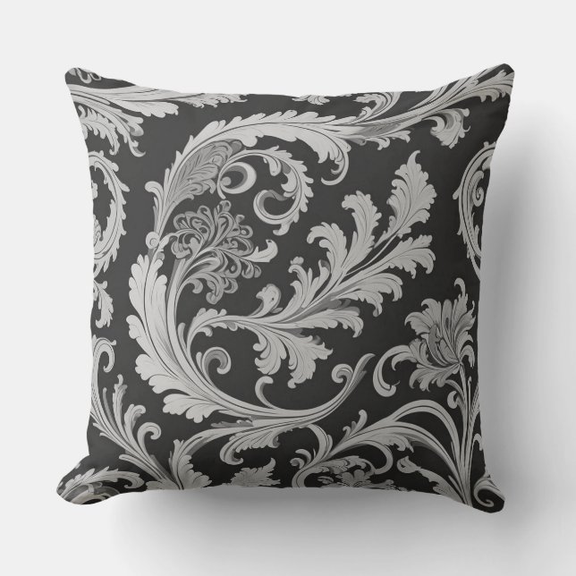 Coussin Motif Antique Fleur Monochrome  (Recto)