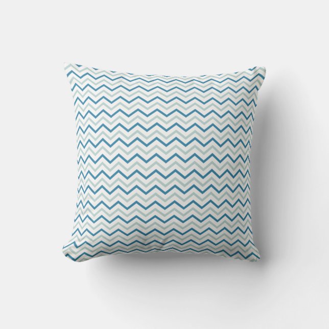 Coussin Motif Aqua Blue Grey Et White Chevron (Recto)