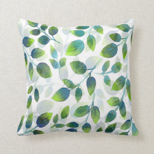 Coussin Motif Aqua Green Leaf
