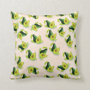 Coussin Motif Aquarelle Avocados Vert