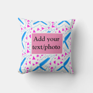 Coussin Motif aquarelle bleu rose ajoutez nom texte person
