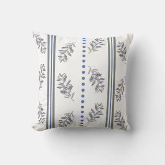 Coussin Motif aquarelle botanique bleu et gris
