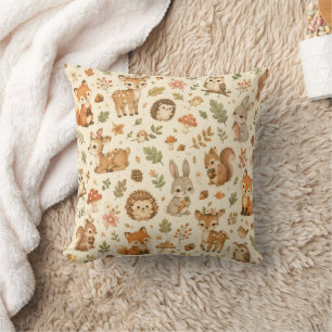 Coussin Motif aquarelle d'animaux mignons de la forêt