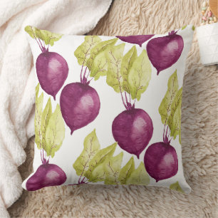 Coussin Motif aquarelle de betterave mignonne