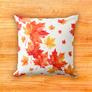 Coussin Motif aquarelle de cascade d'érable automnal vibra