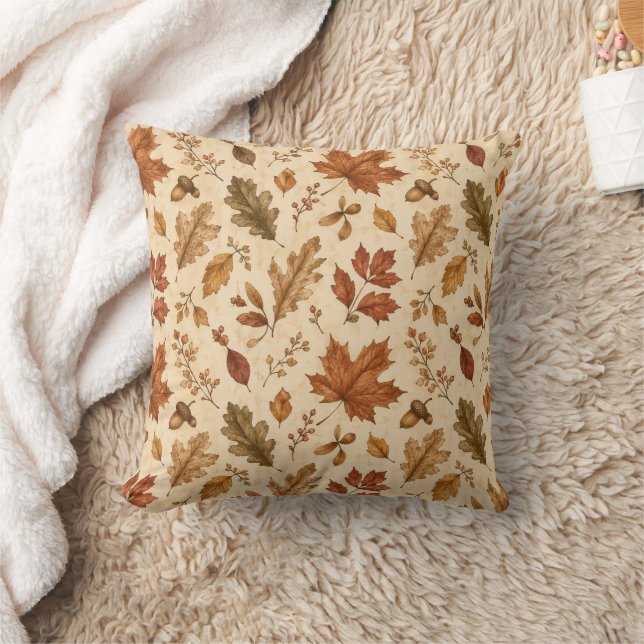 Coussin Motif aquarelle de feuilles d'automne  (Couverture)