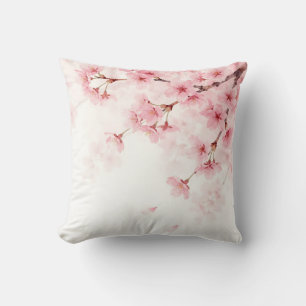 Coussin Motif aquarelle de fleurs de cerisier Sakura rose
