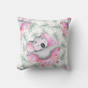 Coussin Motif aquarelle peint à la main avec koala tropica