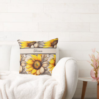 Coussin Motif aquarelle tournesol