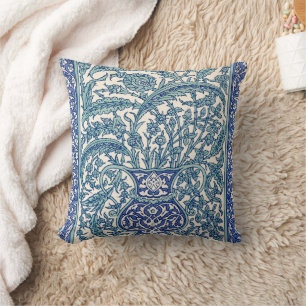 Coussin Motif arabe Floral Orné Bleu