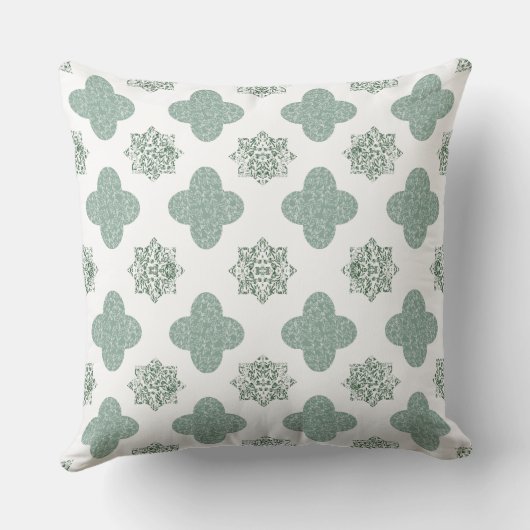 Coussin Motif arabesque floral vert (Verso)