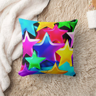 Coussin motif arc-en-ciel étoilé 3D